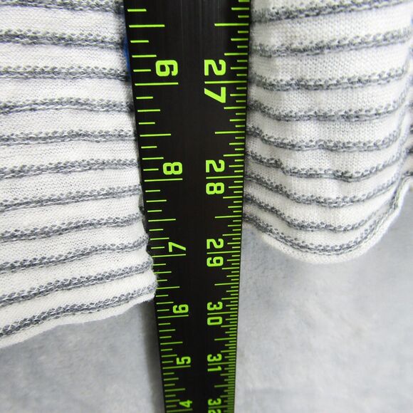 Sundance Wrap Top Womens Large White Gray Striped Belted Surplice Wide Sleeve - Picture 11 of 14